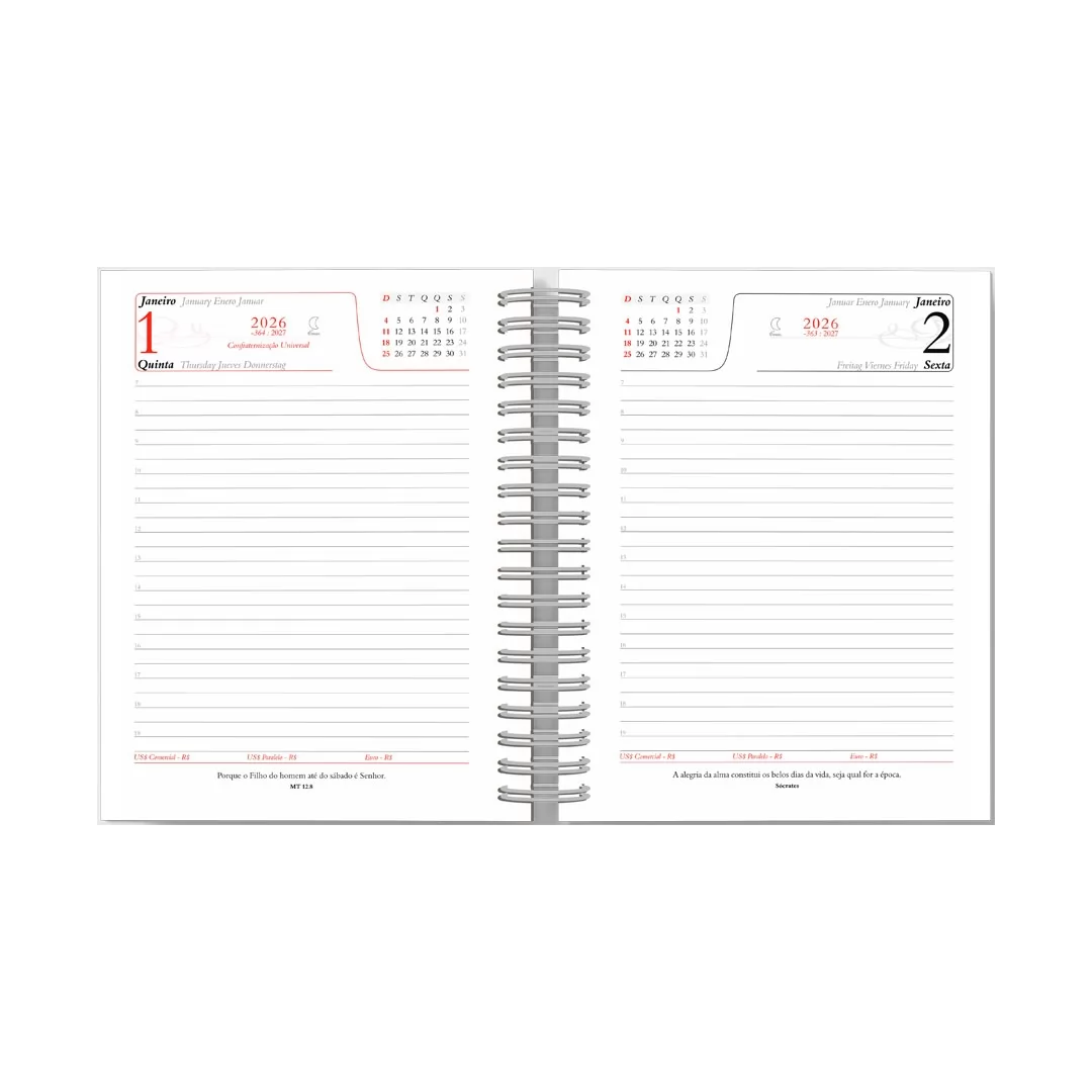 Agenda Wire-o Metalizada S Ouro