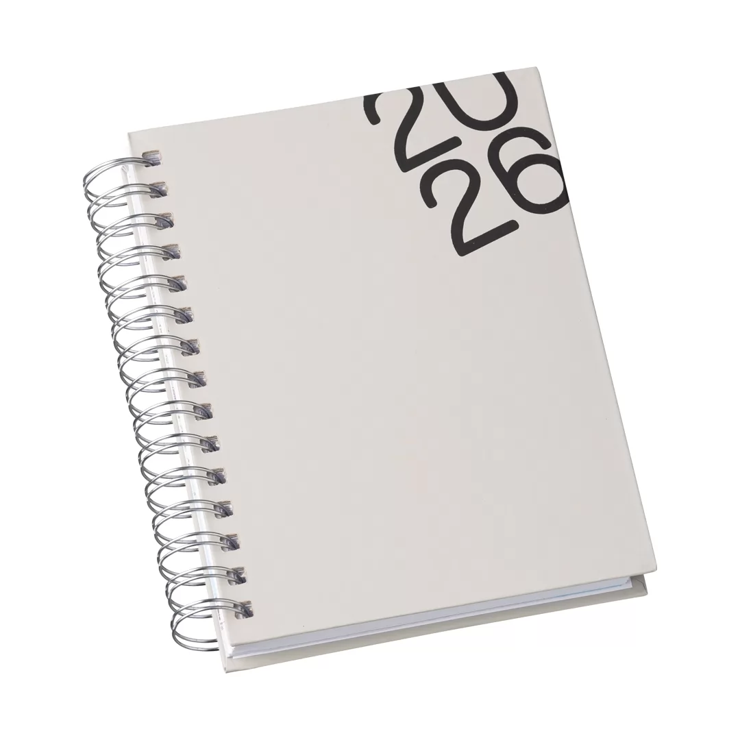 Agenda Wire-o Capa Premium Cinza com Ano