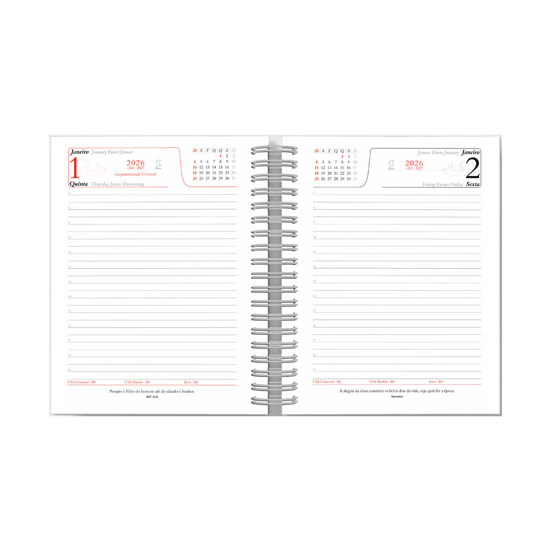 AGENDA EXECUTIVA C/ WIRE-O EMBUTIDO EM COURO SINT. PRETO C/ ELÁSTICO