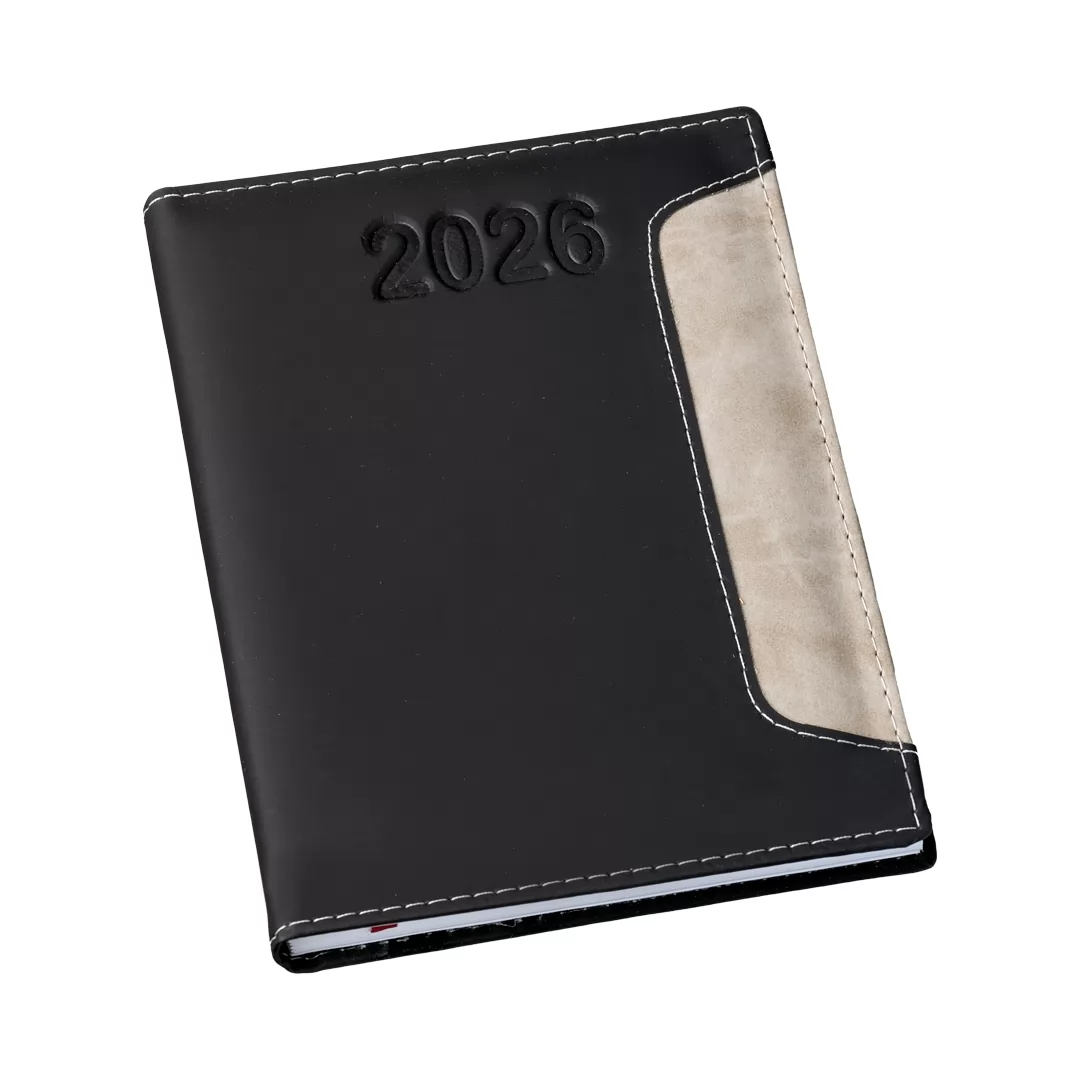 Agenda Estampada Preta Vertical