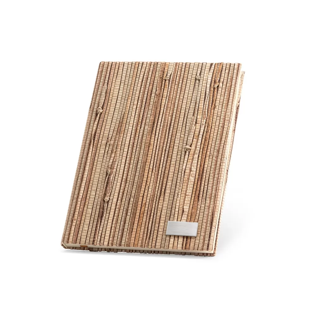 Caderno A5 com capa dura em palha natural