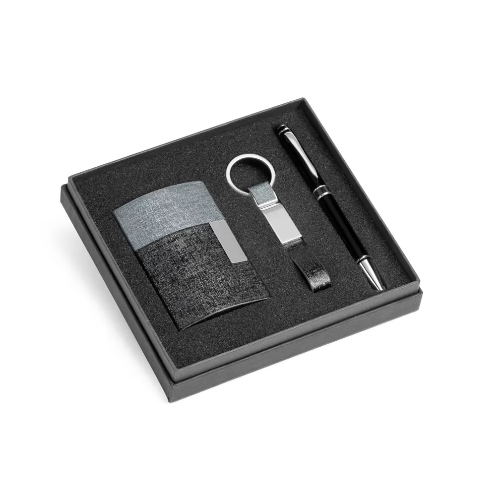 BRENDON Kit de porta cartões, chaveiro e esferográfica