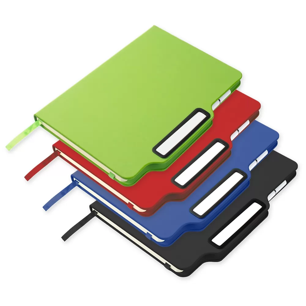 Caderno de anotações com suporte para caneta